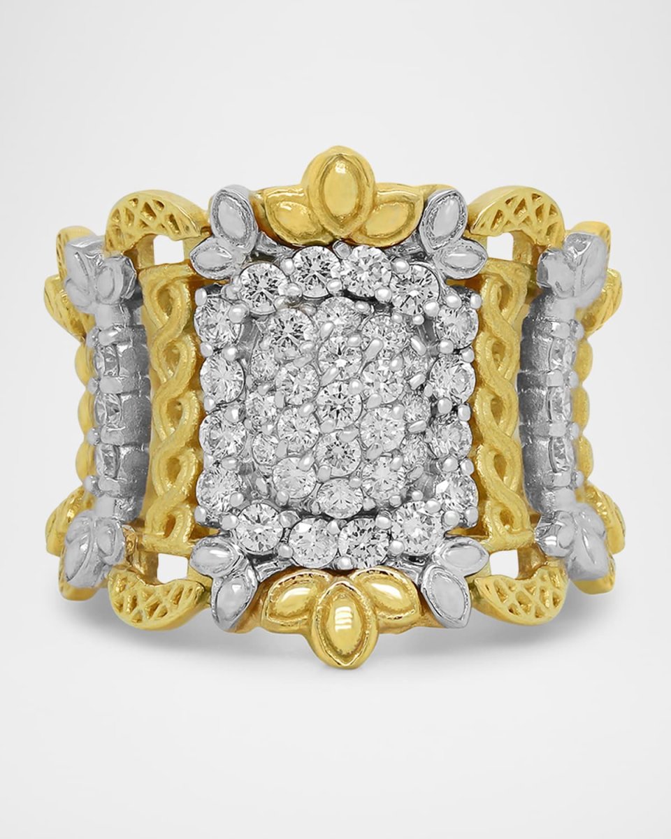 Smile Wide 18K Two Tone Gold Ring with Diamonds